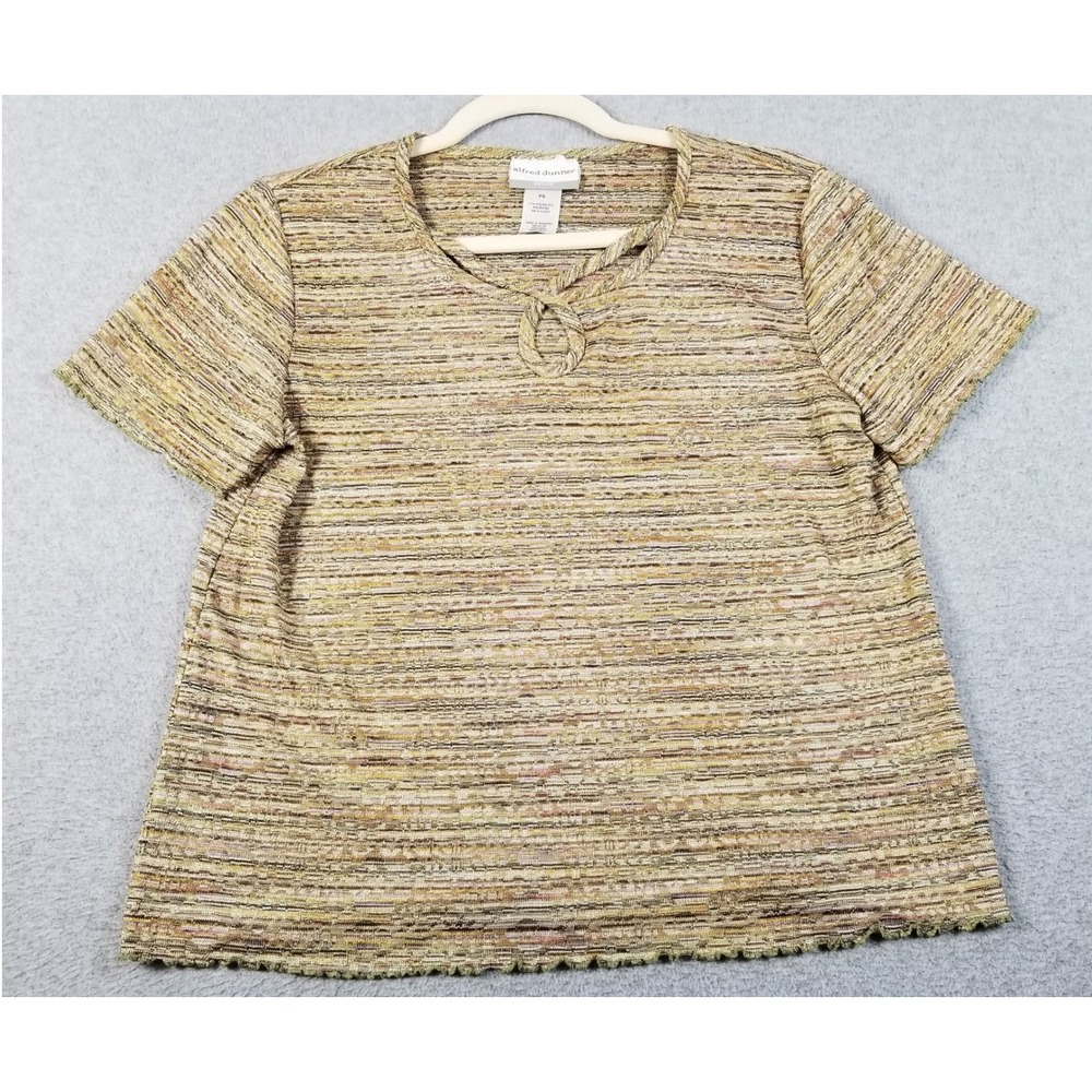Alfred Dunner Top Womens PS Petite Small Multicolor Texture Short Sleeve Stretch